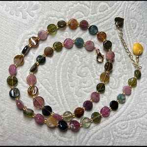 Handmade natural tourmaline chocker with genuine amber